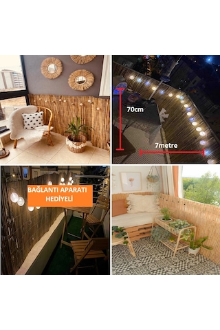 70 Cm X 7 Metre Doğal Kamış Hasır Bahçe Çiti Bambu Çit Balkon Çiti