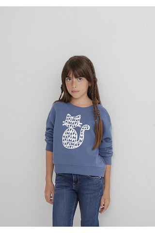 Mavi - Mavi Kedi Baskılı Mavi Sweatshhirt 7s10133-86702 Mavi