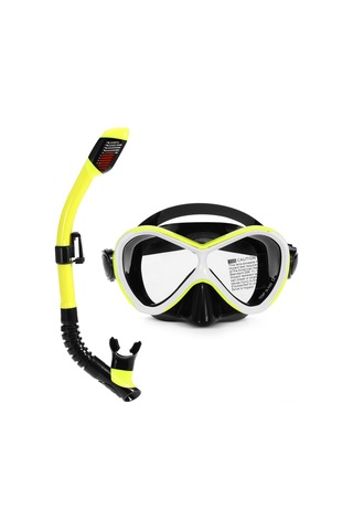 Geeksen Çocuklar İçin Tam Kurutma Süspansiyonlu Silikon Snorkel Gözlüğü Ve Solunum Borusu Seti - Sarı Sarı