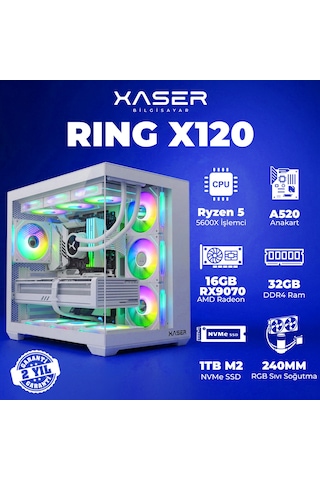 Xaser Ring X120 R-5 5600x 32 GB  1 TB M.2 Nvme  SSD 16 GB RX9070 Free Dos Masaüstü Oyuncu Bilgisayarı