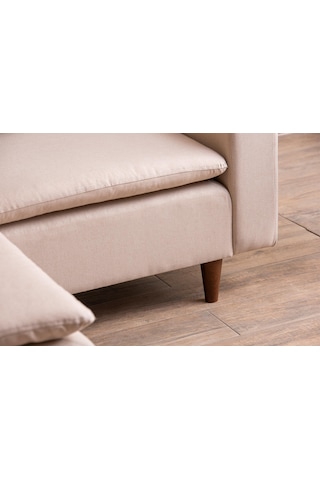 Lungo Modüler Mini Köşe Koltuk Takımı L Koltuk - Krem Keten Krem