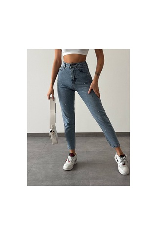 Fi-ma Beyoğlu Taşlı Boyfriend Kot Pantolon mavi