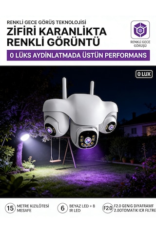 3 Kamerali 3 Ptz 3x6mp Wifi Lle Calisan Guvenlik Kamerasi Full Hd Ip66 360