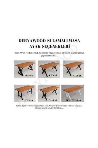 Masif Ahşap Laurus Sulamalı Mutfak Masası Beyaz Ayak 85 x 200 x 76cm