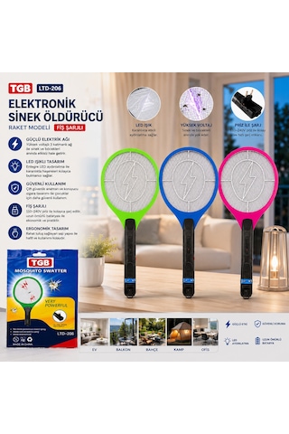 Raket Modeli Fiş Sarjlı Elektronik Sinek Öldürücü Cız Makine Ltd-206