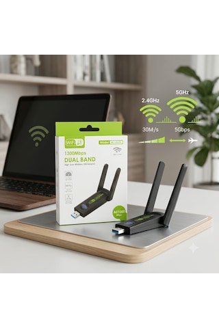1300 Mbps Usb Wifi Adaptörü Çift Bant 2.4ghz & 5ghz Usb 3.0 Realtek Rtl8812bu Kablosuz Ağ Alıcısı
