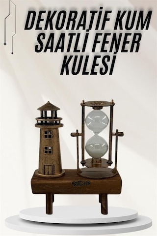 Sptmgldı Hediyelik Eşya Retro Ahşap Deniz Feneri Kum Saati Biblo