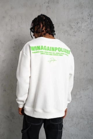 Defymoda Erkek Oversize Sweatshirt Beyaz Renk Ön Ve Sırt Baskılı, Üç İplik İçi Pamuklu Kumaş, Rahat Kalıp,