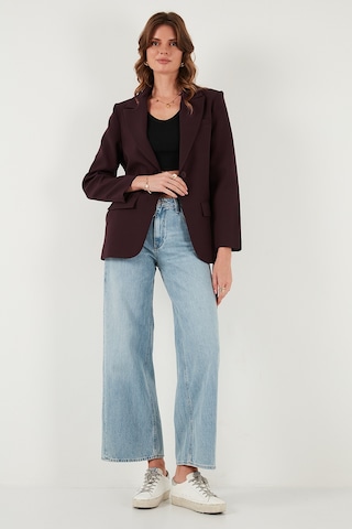 Lela Regular Fit Kruvaze Yaka Kemerli Blazer Bayan Ceket 6839367 Mürdüm