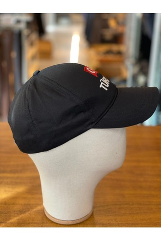 Türkiye Bayrak Nakışlı Pamuklu Unisex Cap Şapka Siyah