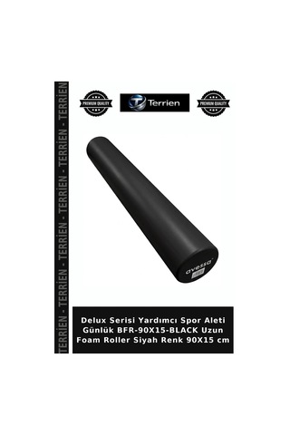 Delux Serisi Yardımcı Spor Aleti Günlük Bfr-90x15-black Uzun Foam Roller Siyah Renk 90x15 Cm