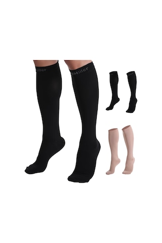 - Kadınlar Ve Erkekler İçin Sıkıştırma Çorapları - 8-15 Mmhg Diz Yüksek, Tıbbi Sınıf Desteği - Spor, Seyahat, Hemşire, 1 Çift Altın