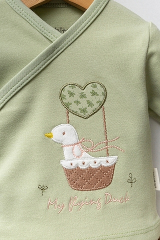 Sevimli Ördek Desenli 5 Parça Yenidoğan Hastane Çıkışı Zıbın Seti Yeşil