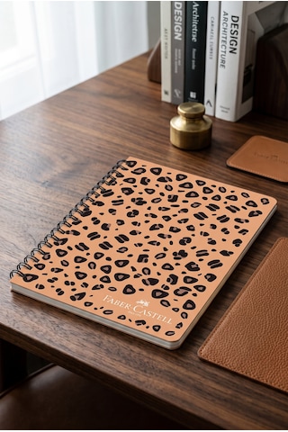 Fc Leo Sert Karton Kapak Spiralli Çizgili Defter Ajanda 17x24 Cm 100 Yp Kahverengi
