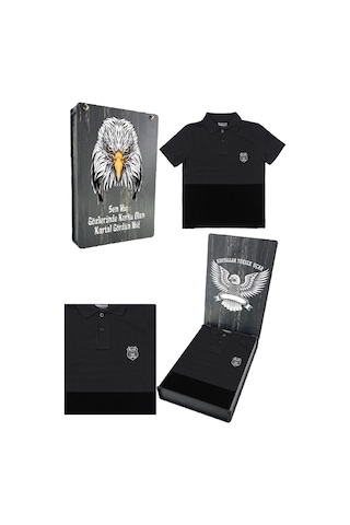 Beşiktaş Polo Yaka Çocuk T-shirt + Ahşap Kutulu 001