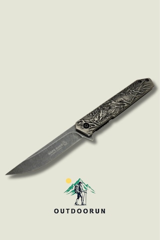 Metal Eskitme Alevli Anka Kamp Çakı - 21 Cm siyah