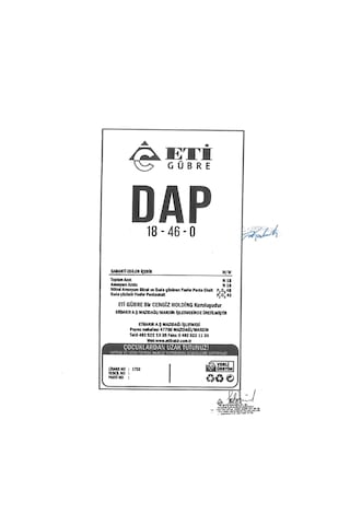 Eti Dap 18 46 Azot Fosfor Fosfat Kök Kışlık Taban Gübresi 50 KG