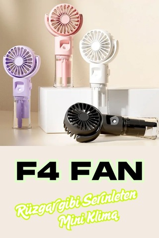 Wearfitpro F4 Şarj Edilebilir Mini El Spreyli Fan Rüzgar Enerjisi Etkili Masaüstü Su Buharlı Vantilatör Pembe