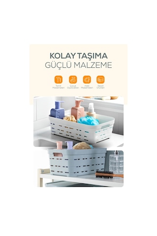 Vienev 4'lü Kapaklı 5 Litre Delikli Saklama Kutusu Beyaz Beyaz