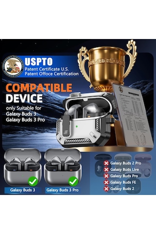 Samsung Galaxy Buds 3 Fe / Buds 3 Pro / Buds 3 İle Uyumlu Kılıf Kilitli Açma Kapama Koruyucu Kapak Beyaz