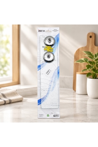 Cam Etajer Krom Askılı Vidalı Montaj Mavi - Sarı