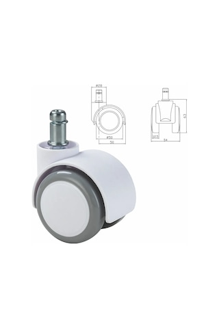 Brabıx Ofis Koltuğu Tekerlekleri, Kauçuk Dişli Set 5 Adet 415726102 Beyaz