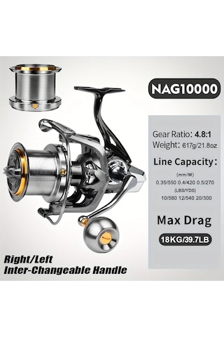 Motion003 Proberos Nag10000 Serisi Ambidextrous Aluminyum Dönen Olta Makarası Deniz Balıkçılığı İçin Ideal