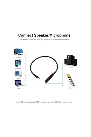 Wezone 3.5mm Erkekden 6.35mm Dişeye Ses Dönüştürücü Kablosu - Mikrofon, Kulaklık, Hoparlör İçin Uyumlu 35cm Ses Bağlantı Adaptörü