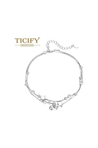 Moda Çift Katmanlı Yıldız Çan Bileklik Yıldız Çok Yönlü Takı Beyaz