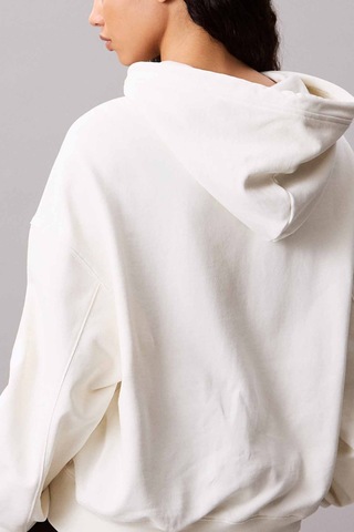 Kadın Kapüşonlu Nakış Logolu Sweatshirt - Ekru Tofu