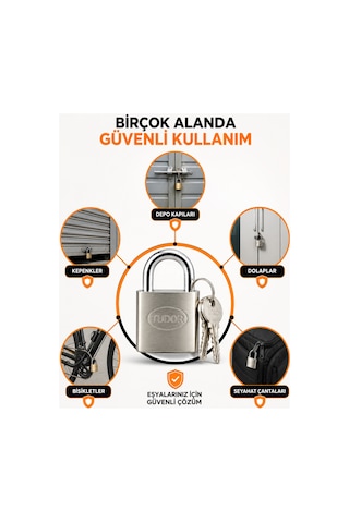 Tudor Yıldız 32 Mm Çelik Asma Kilit Anahtarlı Blister Ambalajlı Depo, Kepenk, Dolap, Bisiklet Ve Çanta İçin Diğer