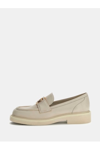 Guess Shuttle Hakiki Deri Kadın Makosen Ayakkabı Flpshulea14 Krem