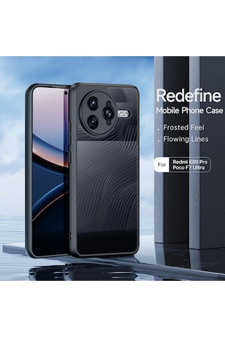 Redmi K80 Pro / Xiaomi Poco F7 Ultra Dux Ducıs Aimo Serisi Tpu Pc Buzlu Hissediyorum Telefon Kılıfı Siyah Siyah