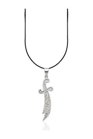 Oya Silver Lazer İşlemeli Hz. Ali Zülfikar Ya Ali Gümüş Kolye Ucu 6.3x1.8cm Oyot322