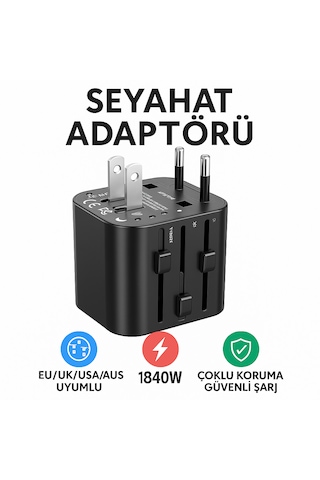 Evrensel Seyahat Şarj Cihazı Uluslararası Dönüştürücü Fiş Maksimum 1840w Tüm Dünya Için Tek Priz