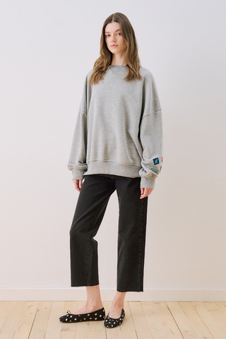 Manuka Oversıze Etiketli Sweatshırt Gri Melanj Ss26swt00003-743