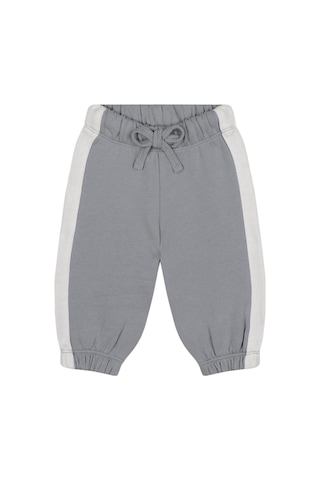 Antebies Organik Gri Beyaz Beli Lastikli Bağcıklı Manşetli Erkek Bebek Sweatshirt Eşofman Takımı