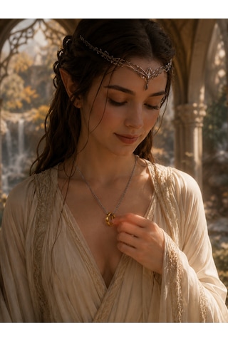 Lord Of The Rings Sırlar Yüzüğü Gold Kolye Güç Yüzüğü Temalı Paslanmaz Çelik Zincirli Unisex Kolye Altın - Gümüş