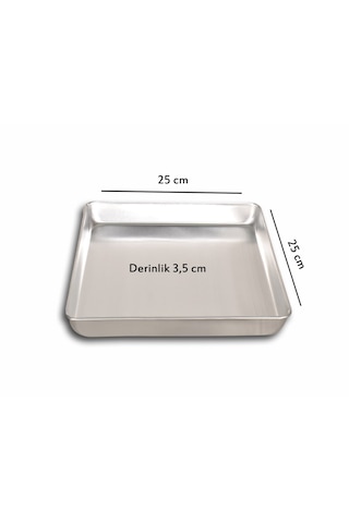 5 Adet - Tek Kullanımlık Alüminyum Tepsi - 25x25x3,5 Cm 105 Gr Gri