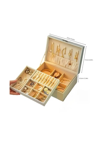 Kilitli Lüks Büyük Kapasiteli Takı Kutusu -beyaz