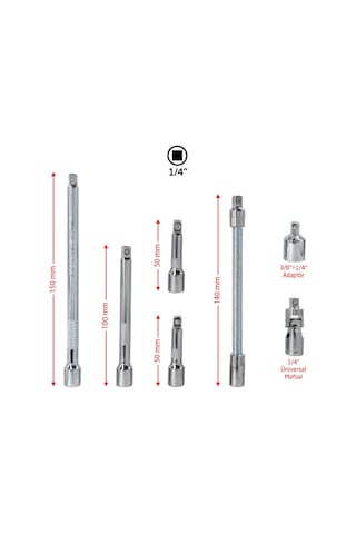 6497 1/4" Lokma Uzatma Arakol Adaptör Seti 7 Parça