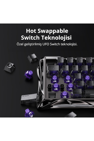 Gravastar Mercury V60 Pro Hall Effect Manyetik Switch Gaming Klavye, Hot-swappable, Rapid Trigger, 8