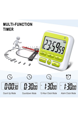 Geeroyoo Pratik Mutfak Kronometresi - Büyük Ekranlı, Ayarlanabilir Alarmlı Manyetik Dijital Zamanlayıcı