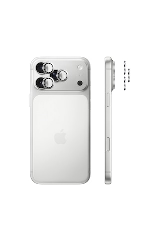 Safeus 9h+ Safir Temperli Kamera Lens Koruyucu Apple Uyumlu iPhone 17 Pro Max Ve İle Gümüş