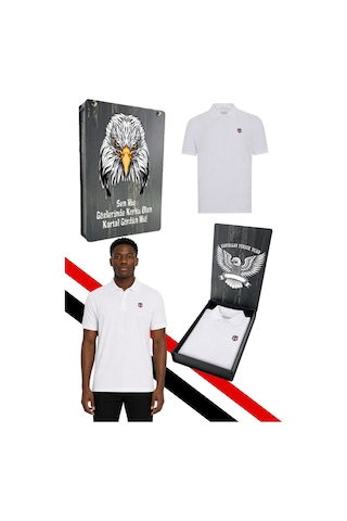 Beşiktaş Lisanslı Beyaz Polo T-shirt Uv Kutu Beyaz Uv