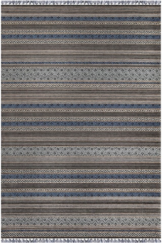 Mavi Renkli Kaymaz Tabanlı Yıkanabilir Makine Dokuma Kilim-324