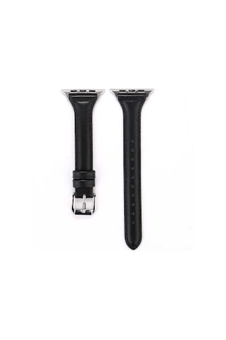 Watch Ultra 49mm Kordon Uyumlu Krd-28 Deri Strap Kayış Mkst- Siyah