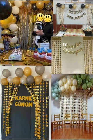 Gold Fon Arka Perde Işıltılı Yıldızlı Ramazan Bayramı Süsleri