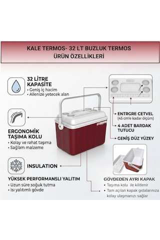 32 Lt Buzluk Termos 1015 Cooler Box Bordo-338
