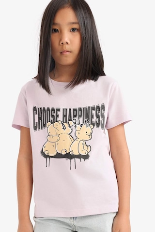 DeFacto Kız Çocuk Bisiklet Yaka Baskılı Kısa Kollu Tişört E0349A825SMPN425 Pembe